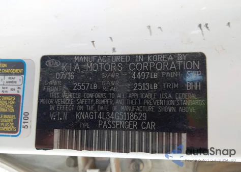 2016 Kia Optima Lx z USA, uszkodzony, nr VIN KNAGT4L34G5118629